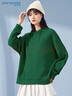 真維斯（Jeanswest）衛衣女連帽2026春夏款寬松顯瘦ins潮長(cháng)袖帽衫外套純色墨綠色L 曬單實(shí)拍圖