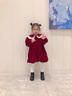 迪士尼寶寶女童加絨連衣裙兒童2024新款洋氣冬季公主裙子寶寶韓版紅色禮服裙 紅色加絨 無(wú)包包 80 曬單實(shí)拍圖