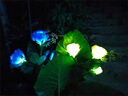 Komebrite 太陽能燈庭院燈花園別墅裝飾燈仿真玫瑰花燈戶外防水插地草坪燈 太陽能3頭【2只裝】粉玫瑰 太陽能插地草坪燈 曬單實拍圖
