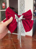 歐陽(yáng)先生紅色蝴蝶結發(fā)夾后腦勺頭飾發(fā)夾女發(fā)卡新娘結婚敬酒服水鉆流蘇夾子 紅絲絨蝴蝶結+蝴蝶流蘇發(fā)夾(一套 曬單實(shí)拍圖