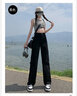 皮爾卡丹（pierre cardin）美式直筒工裝褲女春夏新款棉質(zhì)透氣高腰寬松顯瘦窄版闊腿休閑褲子 黑色長(cháng)褲 M 曬單實(shí)拍圖