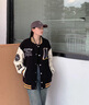 Foss Phil男裝棒球服男女情侶春秋季潮牌拼接皮革新款美式潮流外套男士學(xué)生 JZL-JK8886黑色 XL 曬單實(shí)拍圖