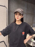 至唯 水洗做舊玫瑰短袖t恤男夏季美式痞帥潮牌潮流復(fù)古大碼半截袖體恤 JB5229水洗黑 XL【推薦120-135斤】 曬單實(shí)拍圖