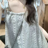 LISCN吊帶連衣裙女夏季新款度假風(fēng)流蘇海邊波西米亞法式碎花裙超仙裙子 藍色碎花連衣裙 S 曬單實(shí)拍圖