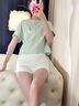 真維斯純棉短款短袖t恤打底衫女夏季2025年女裝新款少女感小個子衣服 水綠-白兔四葉草K L （建議100-110斤） 曬單實拍圖