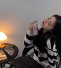 矜持范POLO衫翻領條紋針織衫女上衣長袖打底衫寬松小個子短款毛衣秋冬潮 白色條紋 S 【建議80斤95斤】 曬單實拍圖