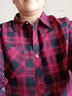 橫行道2026新款純棉格子襯衫寬松上衣服外穿打底衫女裝休閑長(cháng)袖春裝 酒紅 2XL 曬單實(shí)拍圖