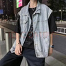 軒萊雅（XUANLAIYA）牛仔馬甲男春季潮牌寬松落肩無(wú)袖背心水洗復古做舊春秋季休閑外套 港麥-8002【淺藍色】 XL 曬單實(shí)拍圖