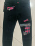 牛八方2025秋冬款潮男破洞牛仔褲男拼接修身小腳彈力拼色潮男補丁褲子男 黑色 31 碼(兩尺四) 曬單實(shí)拍圖