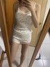 lacechili【獨(dú)白】小碎花蕾絲吊帶睡衣女夏季2025年新款棉感女士家居服套裝 白色碎花【吊帶短褲】 L 曬單實(shí)拍圖