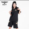 BOY LONDON【金翼鎖鏈】夏季短袖情侶款翅膀燙金潮牌圓領(lǐng)T恤N01918 黑色N01021經(jīng)典款 XS 曬單實(shí)拍圖