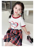 小咕嘟熊女童夏季套裝2024新款兒童衣服女孩洋氣JK學(xué)院夏裝短袖裙褲兩件套 白色上衣+裙褲 130 曬單實(shí)拍圖