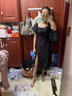 ONLY甜美時尚泡泡袖開叉中長款連衣裙女|123107056 H1G 復古黑色碎花 XS 155/76A 曬單實拍圖