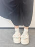鉑吶苓月子鞋產(chǎn)婦秋冬包跟棉拖鞋女士拖鞋軟厚底可外穿家居鞋 白色 38-39碼 曬單實(shí)拍圖