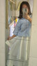 月袖鹽系套裝女學(xué)生2022夏季韓版寬松短款襯衣+白色半身裙超仙兩件套 藍色襯衣+不規則半身裙(兩件套) L 【建議110--125斤】 曬單實(shí)拍圖