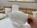 法漫玫 新款骨瓷餐具整套景德鎮(zhèn)碗盤(pán)高級(jí)感純白浮雕碗碟套裝家用 冰清玉潔38件套 曬單實(shí)拍圖