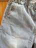 夕楠夏季薄款松緊腰牛仔褲女直筒七分褲寬松彈力褲休閑高腰褲 7903藍色 L -115斤以下 曬單實(shí)拍圖