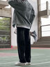 啄木鳥(niǎo)（TUCANO）牛仔褲男春秋季美式復古垂感潮流寬松闊腿港風(fēng)休閑直筒男長(cháng)褲 113黑灰【加絨款】 XL （建議體重135-160斤） 曬單實(shí)拍圖