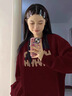 LDBE酒紅色圓領(lǐng)毛衣女秋冬加厚慵懶風(fēng)2025年新款復(fù)古高級(jí)感針織上衣服 酒紅色【加絨加厚面料升級(jí)】 M 曬單實(shí)拍圖