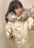 艾柔丹羽絨服女士冬季新款女裝中長款韓版大毛領(lǐng)小眾收腰顯瘦白鴨絨外套 米白色 S(建議90-110斤) 曬單實拍圖