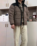 匹克馭雪短款羽絨服男新款三防科技加厚保暖立領(lǐng)運動外套連帽面包服 碳灰棕-立領(lǐng)拼色款 XL 曬單實拍圖