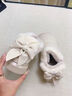 暄琰 戶(hù)外穿少女蝴蝶結短筒雪地靴女冬季加絨加厚保暖防水PU棉鞋可愛(ài) 米白色 37 適合【38/39】 曬單實(shí)拍圖