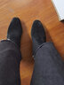 淺町羊皮襪靴女短靴高跟單靴秋冬季針織裸靴彈力粗跟瘦瘦靴女士短靴子 黑色 37 曬單實(shí)拍圖