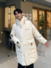 啄木鳥(niǎo)中長(cháng)款羽絨服男款冬季2025新款潮牌連帽保暖冬裝青少年白鴨絨外套 3319米色【90%白鴨絨】 XL 約120-140斤可穿 曬單實(shí)拍圖