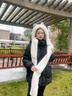溪谷幽幽秋冬季2024新款帽子圍巾一體女冬天保暖毛絨手套三件套可愛連帽潮 阿貍-手套帽子圍巾一體-白色 曬單實(shí)拍圖