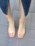 桂岐時(shí)髦ins巨顯廋高跟鞋涼鞋女夏季新款透明中跟水晶鞋粗跟外穿拖鞋 杏色5厘米 37 卡碼拍大 曬單實(shí)拍圖