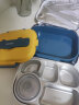 沃德百惠（WORTHBUY）304不锈钢饭盒保温上班族学生1人便携大容量分隔型带汤碗便当餐盒 K16款蓝黄色+餐具+袋 实拍图