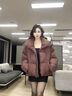 LAGOGO安可拉紅短款羽絨服女拉谷谷2024冬新款立領(lǐng)柔軟面包服外套 紫紅色 M 曬單實(shí)拍圖