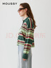 moussy【新復古回潮】 男友風(fēng)復古條紋撞色針織T恤女028GA470-5040 037混合綠色 均碼 曬單實(shí)拍圖