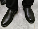 老人頭皮鞋男牛皮春秋新款透氣皮涼鞋男商務休閑鞋軟底皮鞋中老年爸爸鞋 HZ128803-1黑色[四季款】 39 曬單實拍圖