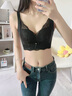 愛(ài)戴內衣女小胸聚攏顯大無(wú)鋼圈上托防下垂收副乳調整型美背蕾絲文胸 1790-黑色（厚杯約2.5CM） 70A 曬單實(shí)拍圖