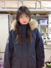 林羽森寬松派克服棉衣外套女冬季2025新款韓版寬松加厚工裝大毛領(lǐng)棉服冬 藏青色 S 曬單實(shí)拍圖