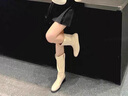 洛夢(mèng)希菲（ROMOHIPH）品牌圓頭百搭騎士靴女2025時(shí)尚馬丁靴女休閑粗跟套筒中筒靴女 白色單里 35 曬單實(shí)拍圖