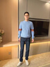 國際米瀾【輕奢男裝】2025春秋季牛仔褲男士彈力時尚長褲子男寬松直筒男褲 563深藍(lán) S 28碼【2.1尺】 曬單實(shí)拍圖