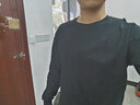 季言長袖t恤男秋季 純色純棉簡約修身英倫風上衣圓領百搭青年長袖秋衣 黑色 XL 曬單實拍圖