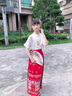 G.DUCKKIDS漢服馬面裙女童套裝中國風(fēng)兒童裝夏季小女孩改良唐裝秋裝古裝裙子 紅色裙+短袖襯衫 160 建議身高150-160年齡12-13 曬單實(shí)拍圖