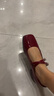 拔佳（Bata）中空涼鞋女春季新款百搭牛皮粗跟復古瑪麗珍單鞋YA461AK4騏驥紅 紅色 38 曬單實(shí)拍圖