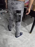 VERSACE JEANS COUTURE范思哲 新品 男士復古修身版牛仔褲長褲男裝 75GAB5D2 CDW63 915 淺灰色LOGO刺繡 32 曬單實拍圖