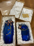 羅比羅丹琺瑯彩工藝花瓶創(chuàng)意創(chuàng)意氣泡玻璃花器輕客廳家居茶幾擺件 蝶戀花花瓶藍(lán)色矮 曬單實(shí)拍圖
