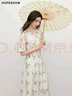 紅袖【清風(fēng)竹影】國風(fēng)連衣裙夏季2025新款女裝燈籠袖重工天絲碎花裙 白底花619 M 曬單實(shí)拍圖