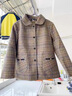 俞兆林（YUZHAOLIN）中年媽媽春秋外套女新款格子中老年秋裝50-60歲洋氣短款老人衣服 卡其色 3XL (建議120-135斤) 曬單實(shí)拍圖