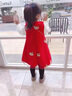 G.DUCKKIDS小黃鴨女童毛呢裙套裝秋冬寶寶加絨加厚背心兩件套洋氣公主連衣裙 紅裙+白打底+小熊（加絨） 110 cm 曬單實拍圖