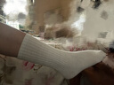言芳諾粗線襪子女春夏款白色中筒堆堆襪女灰色長筒襪針織毛線小腿襪 白色 均碼 兩雙裝 曬單實拍圖