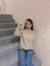 吻璦吻璦針織衫女套頭年秋冬新款毛衣女裝半高領(lǐng)麻花打底衫外穿保暖 米色22096 M（適合100-110斤） 曬單實(shí)拍圖