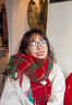 途尊圣誕氛圍感紅色格子復古圍巾女韓版白搭ins圍脖保暖學(xué)生情侶披肩 圣誕紅格 曬單實(shí)拍圖
