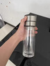 SENLEBAO森樂(lè )寶高端一鍵開(kāi)蓋雙層玻璃杯男車(chē)載喝水泡茶杯茶水分離杯速開(kāi)保溫杯子 鋼色（玻璃杯）杯套杯刷 曬單實(shí)拍圖